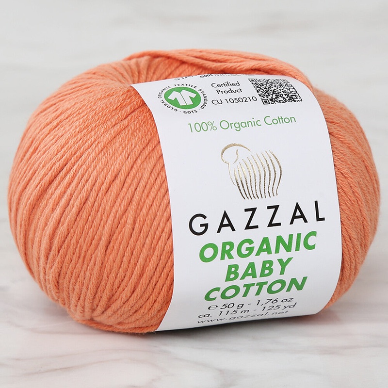 Gazzal Organic Baby Cotton Yarn,Orange – 438