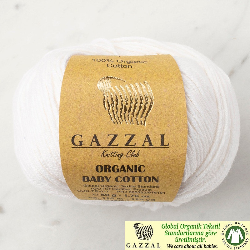 Gazzal Organic Baby Cotton Yarn, White – 415