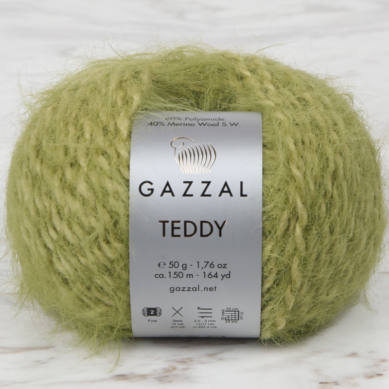 Gazzal Teddy Hand Knitting Yarn,Green – 6556