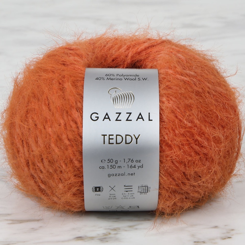 Gazzal Teddy Hand Knitting Yarn,Orange – 6545