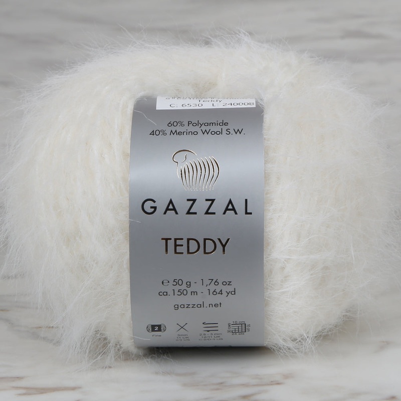 Gazzal Teddy Hand Knitting Yarn,White – 6530