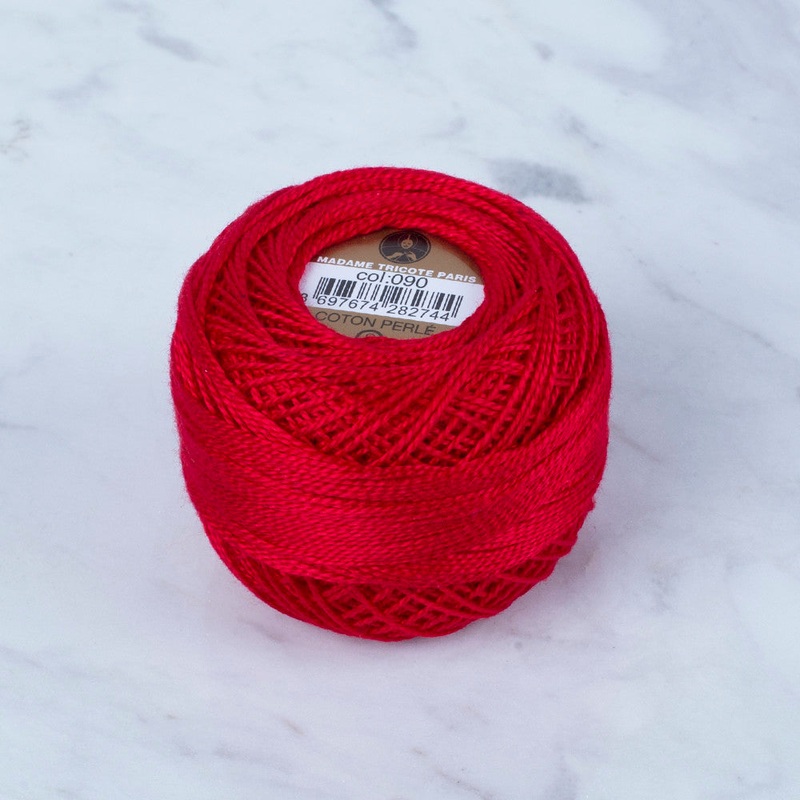 Madame Tricote Paris Koton Perle No: 8 Embroidery Thread, Red – 090