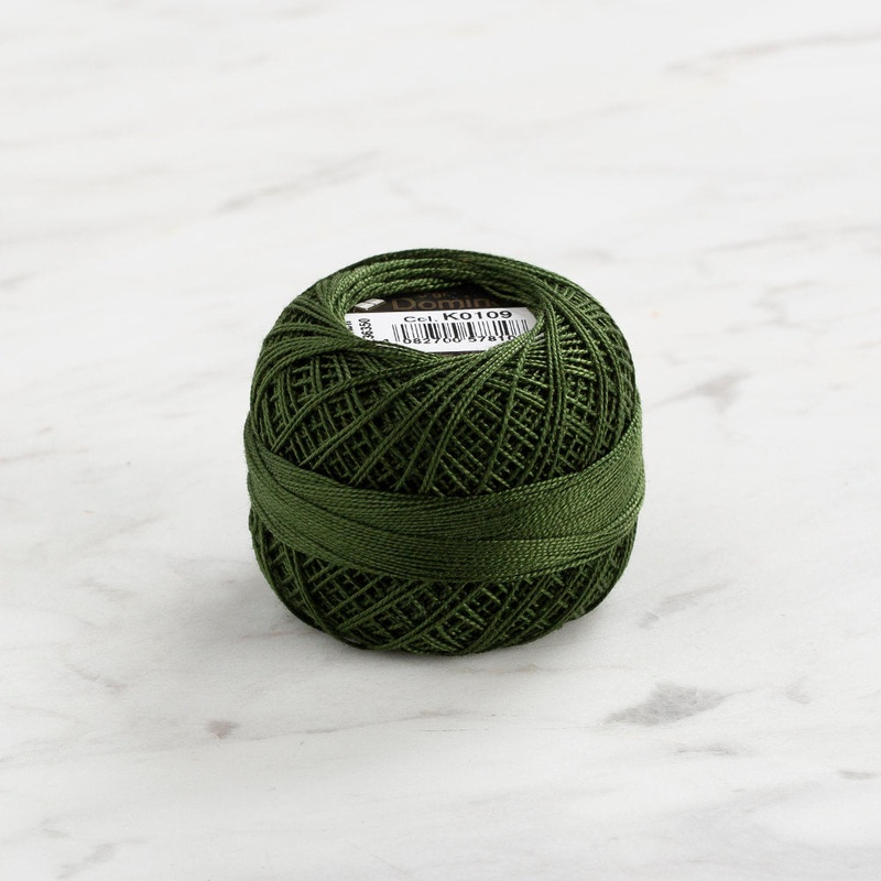 Domino Cotton Perle Size 12 Embroidery Thread (5 g), Khaki Green – 4590012-K0109