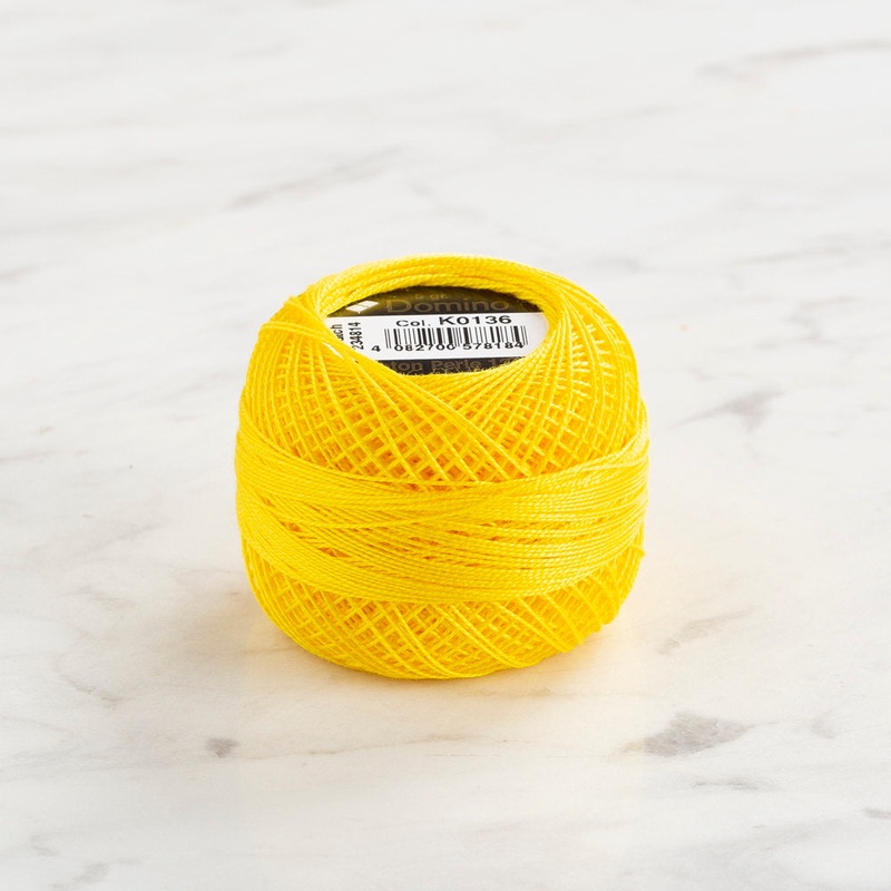 Domino Cotton Perle Size 12 Embroidery Thread (5 g), Yellow – 4590012-K0136
