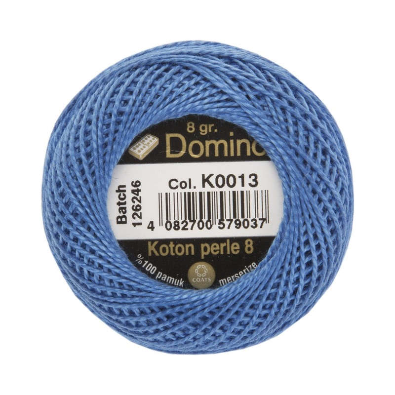 Domino Cotton Perle Size 8 Embroidery Thread (8 g), Blue – 4598008-K0013