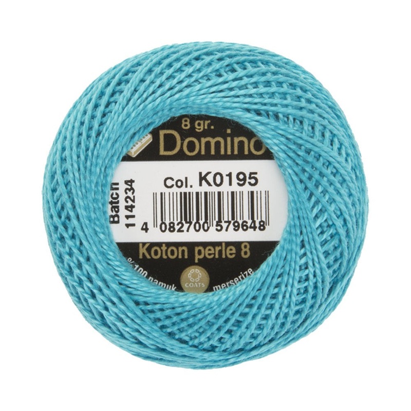 Domino Cotton Perle Size 8 Embroidery Thread (8 g), Blue – 4598008-K0195