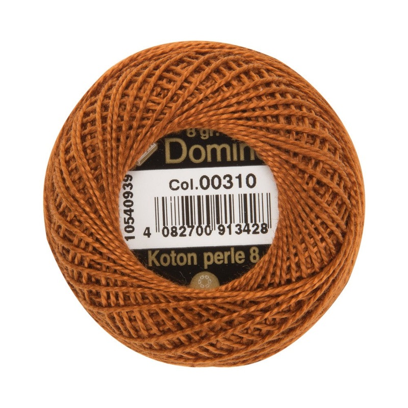 Domino Cotton Perle Size 8 Embroidery Thread (8 g), Brown – 4598008-00310