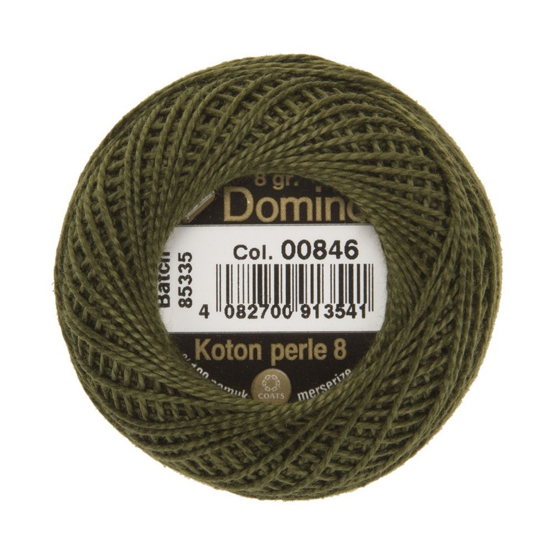 Domino Cotton Perle Size 8 Embroidery Thread (8 g), Green – 4598008-00846