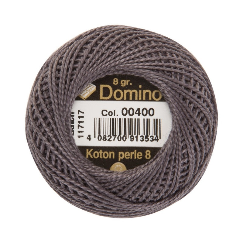 Domino Cotton Perle Size 8 Embroidery Thread (8 g), Grey – 4598008-00400