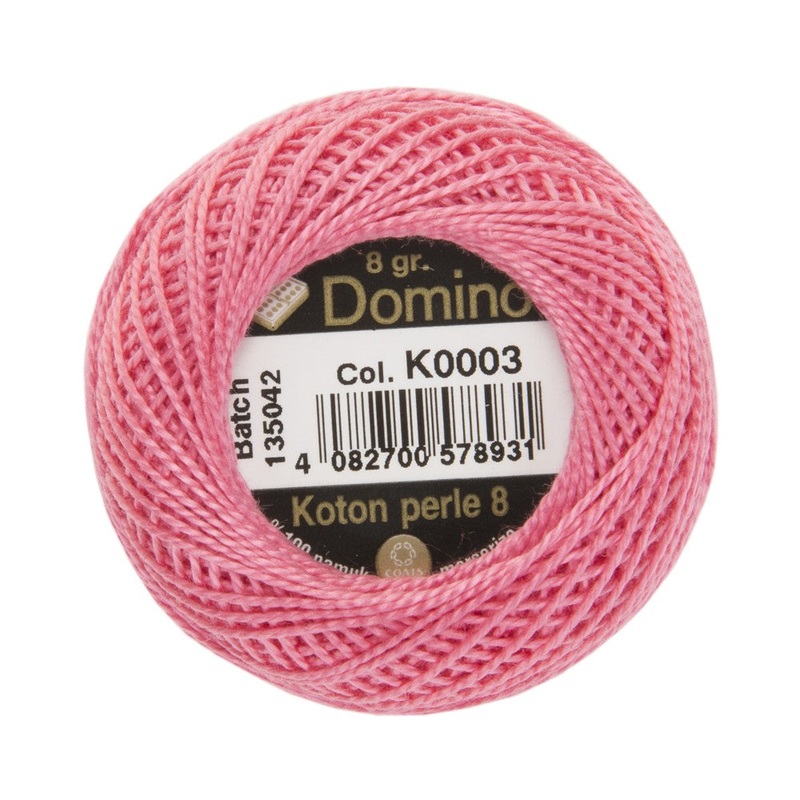 Domino Cotton Perle Size 8 Embroidery Thread (8 g), Pink – 4598008-K0003