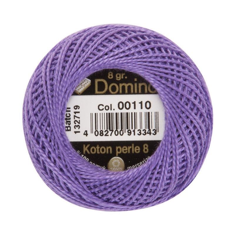 Domino Cotton Perle Size 8 Embroidery Thread (8 g), Purple – 4598008-00110