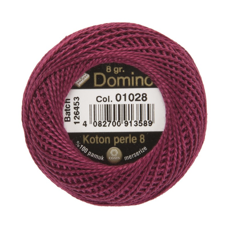 Domino Cotton Perle Size 8 Embroidery Thread (8 g), Purple – 4598008-01028