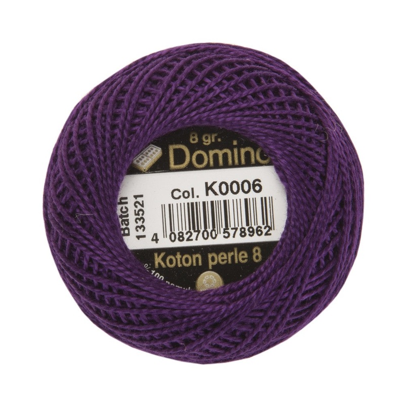 Domino Cotton Perle Size 8 Embroidery Thread (8 g), Purple – 4598008-K0006