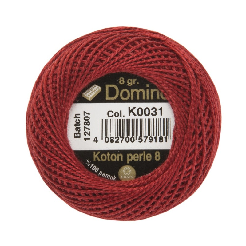 Domino Cotton Perle Size 8 Embroidery Thread (8 g), Red – 4598008-K0031