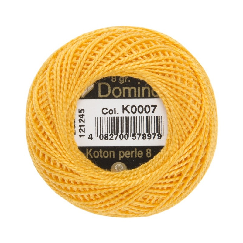Domino Cotton Perle Size 8 Embroidery Thread (8 g), Yellow – 4598008-K0007