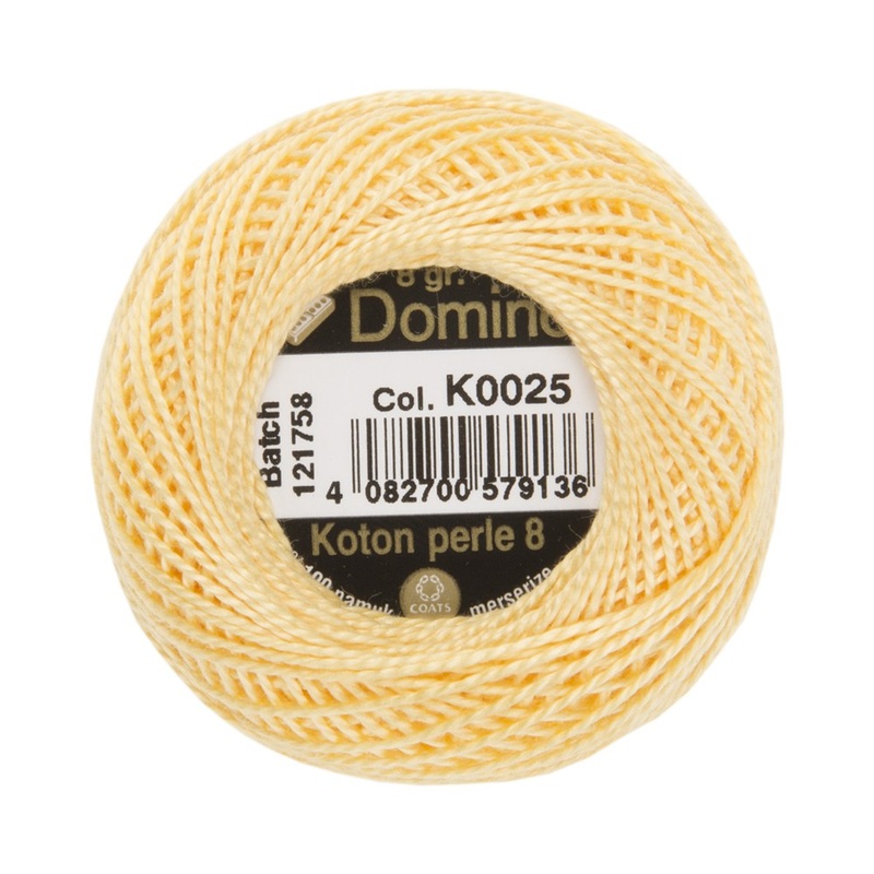 Domino Cotton Perle Size 8 Embroidery Thread (8 g), Yellow – 4598008-K0025