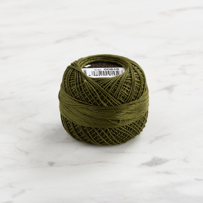Domino Cotton Perle Size 12 Embroidery Thread (5 g), Khaki Green – 4590012-846