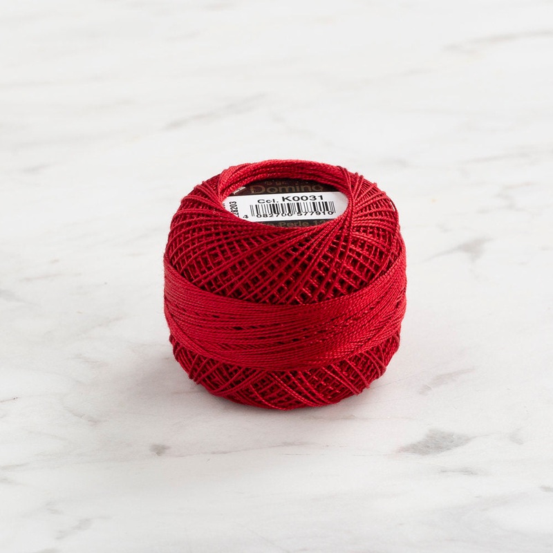 Domino Cotton Perle Size 12 Embroidery Thread (5 g), Red – 4590012-K0031