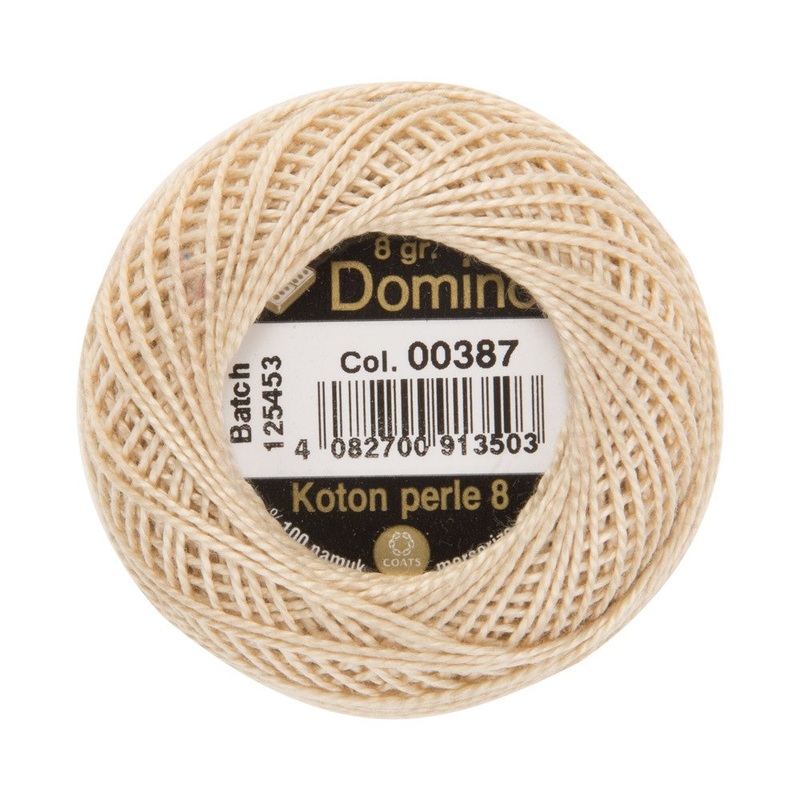 Domino Cotton Perle Size 8 Embroidery Thread (8 g), Beige – 4598008-00387