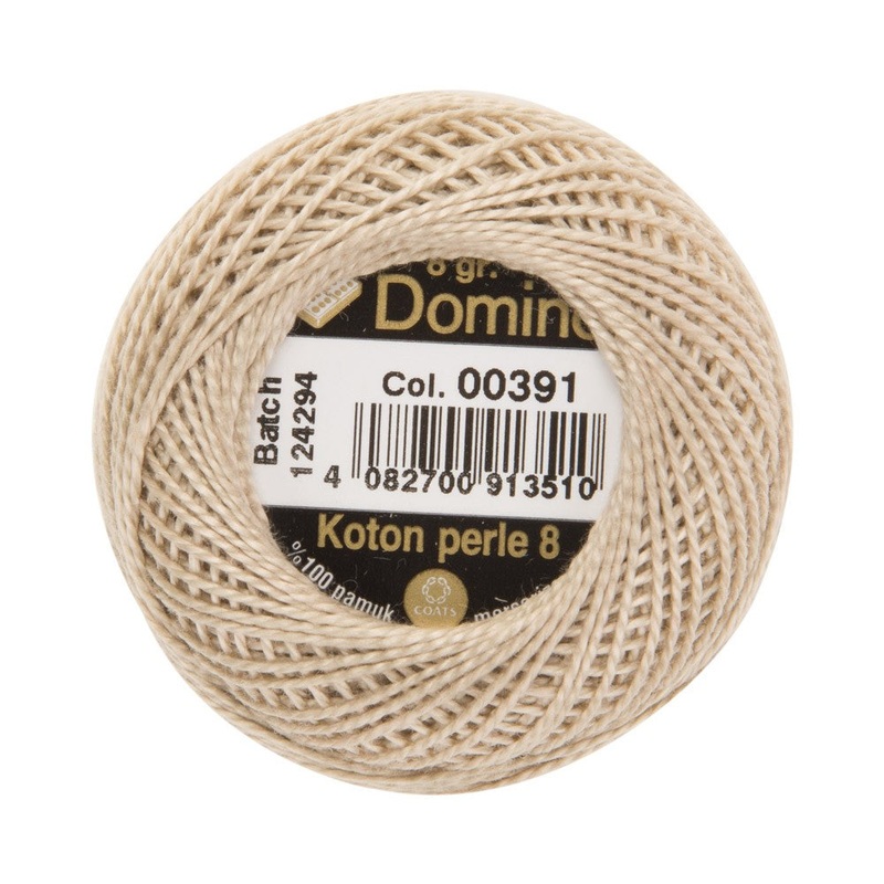 Domino Cotton Perle Size 8 Embroidery Thread (8 g), Beige – 4598008-00391
