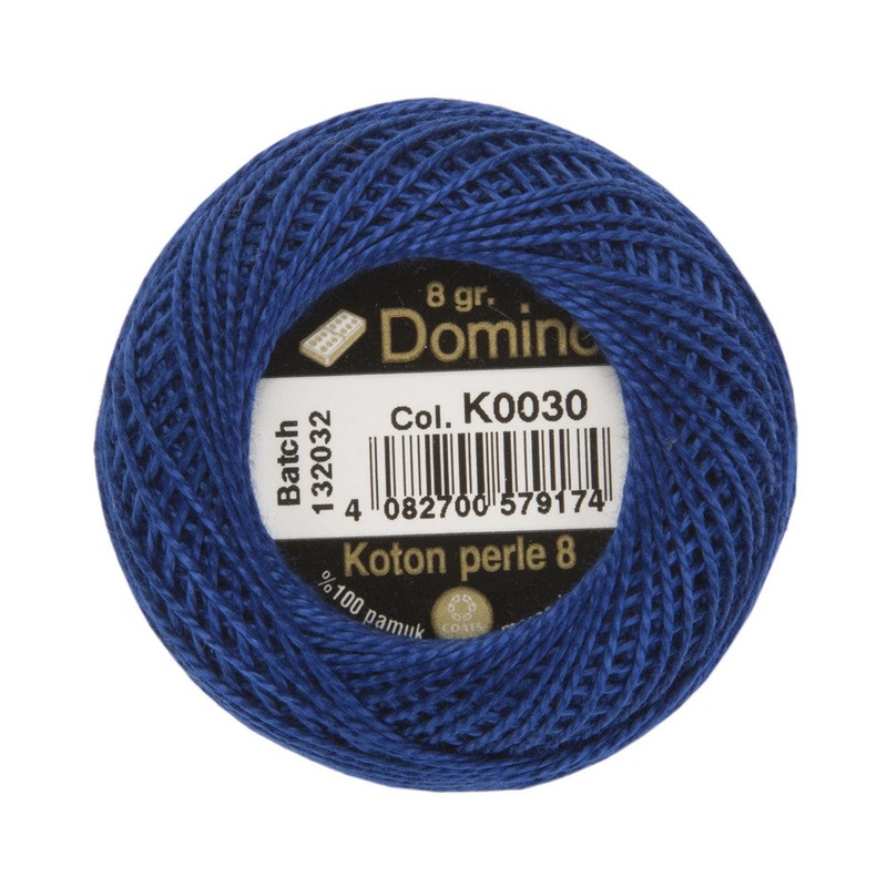 Domino Cotton Perle Size 8 Embroidery Thread (8 g), Blue – 4598008-K0030