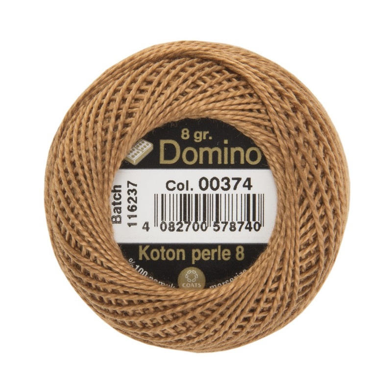 Domino Cotton Perle Size 8 Embroidery Thread (8 g), Brown – 4598008-00374