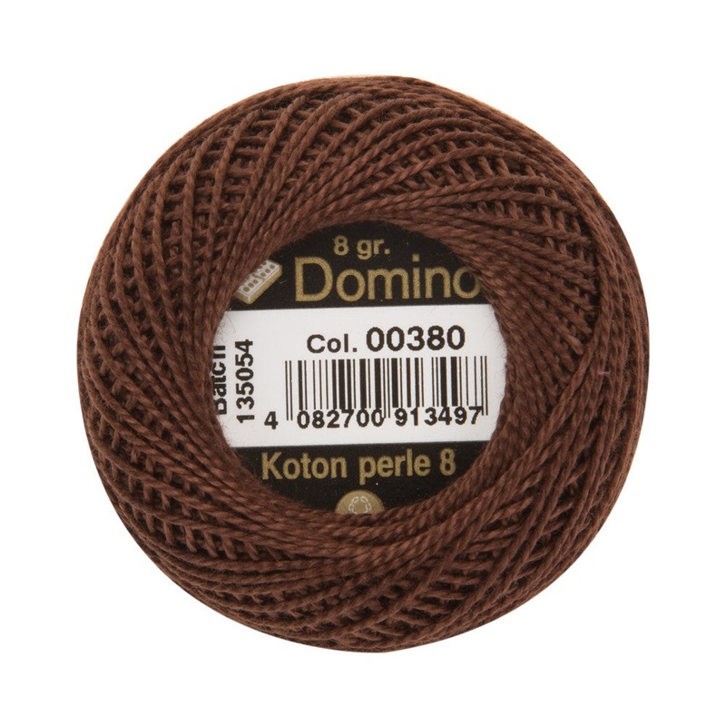 Domino Cotton Perle Size 8 Embroidery Thread (8 g), Brown – 4598008-00380