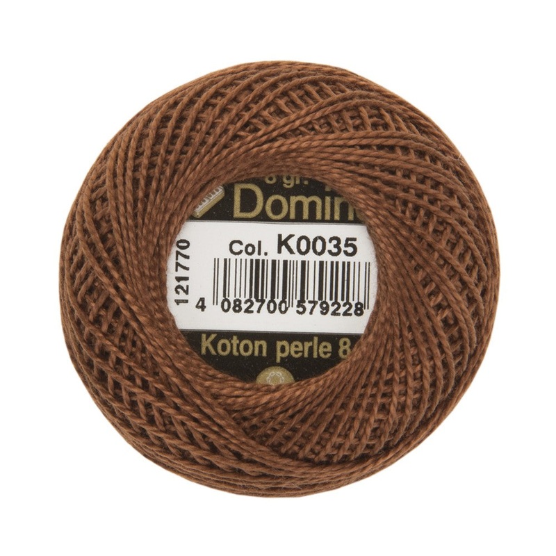 Domino Cotton Perle Size 8 Embroidery Thread (8 g), Brown – 4598008-K0035
