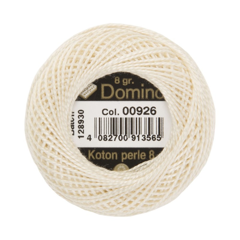 Domino Cotton Perle Size 8 Embroidery Thread (8 g), Cream – 4598008-00926