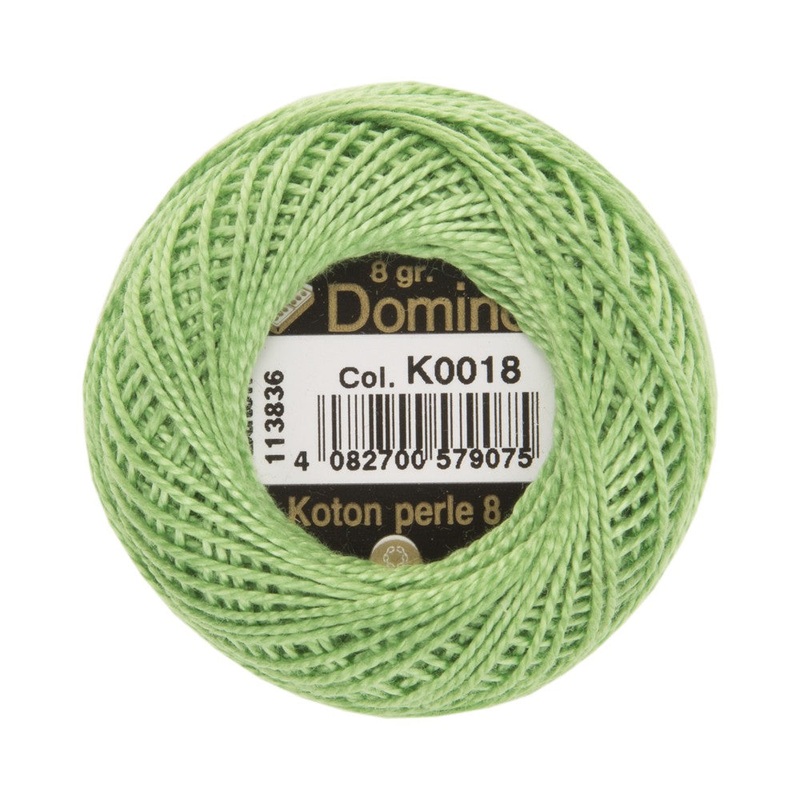 Domino Cotton Perle Size 8 Embroidery Thread (8 g), Green – 4598008-K0018