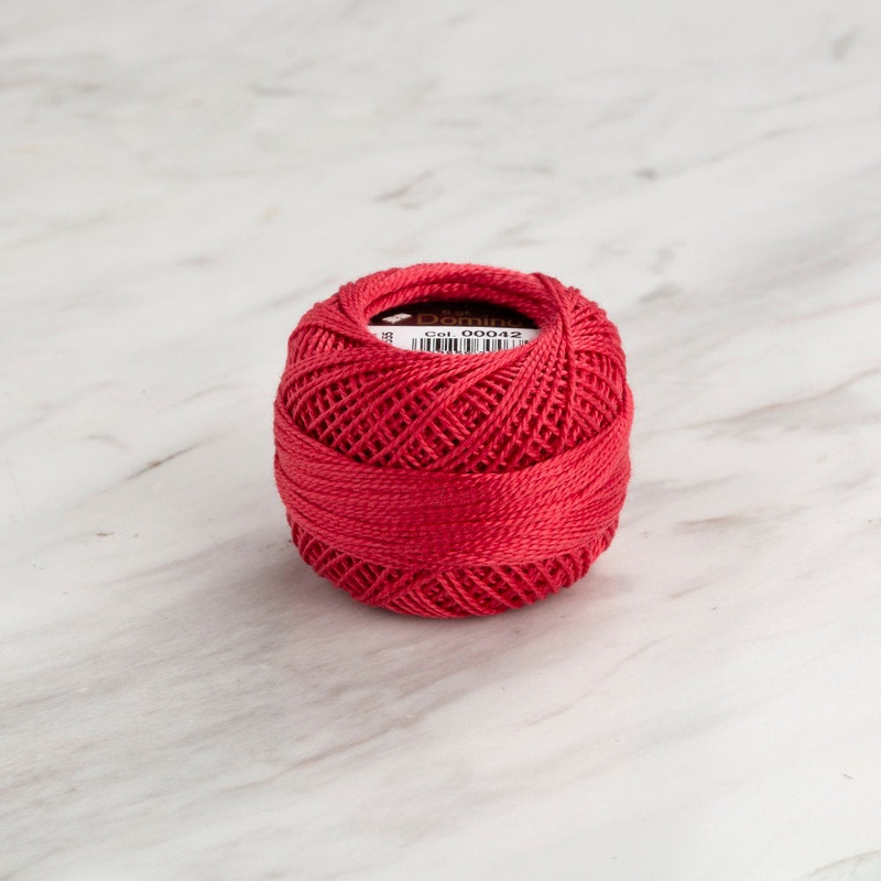 Domino Cotton Perle Size 8 Embroidery Thread (8 g), Light Red – 4598008-00042