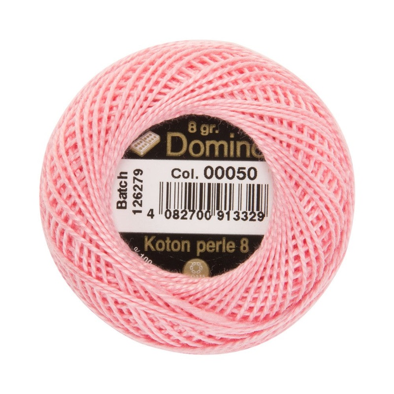 Domino Cotton Perle Size 8 Embroidery Thread (8 g), Pink – 4598008-00050