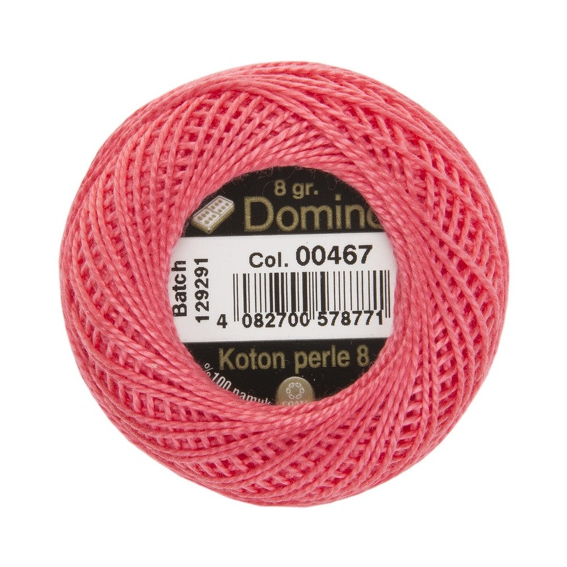 Domino Cotton Perle Size 8 Embroidery Thread (8 g), Pink – 4598008-00467