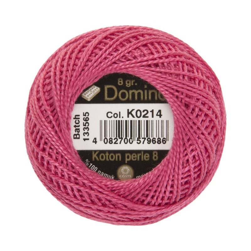 Domino Cotton Perle Size 8 Embroidery Thread (8 g), Pink – 4598008-K0214