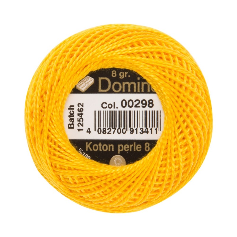 Domino Cotton Perle Size 8 Embroidery Thread (8 g), Yellow – 4598008-00298