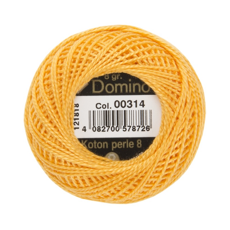 Domino Cotton Perle Size 8 Embroidery Thread (8 g), Yellow – 4598008-00314