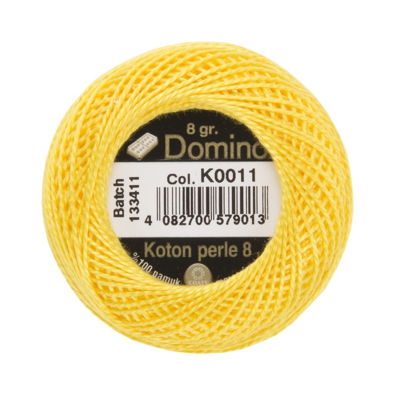 Domino Cotton Perle Size 8 Embroidery Thread (8 g), Yellow – 4598008-K0011