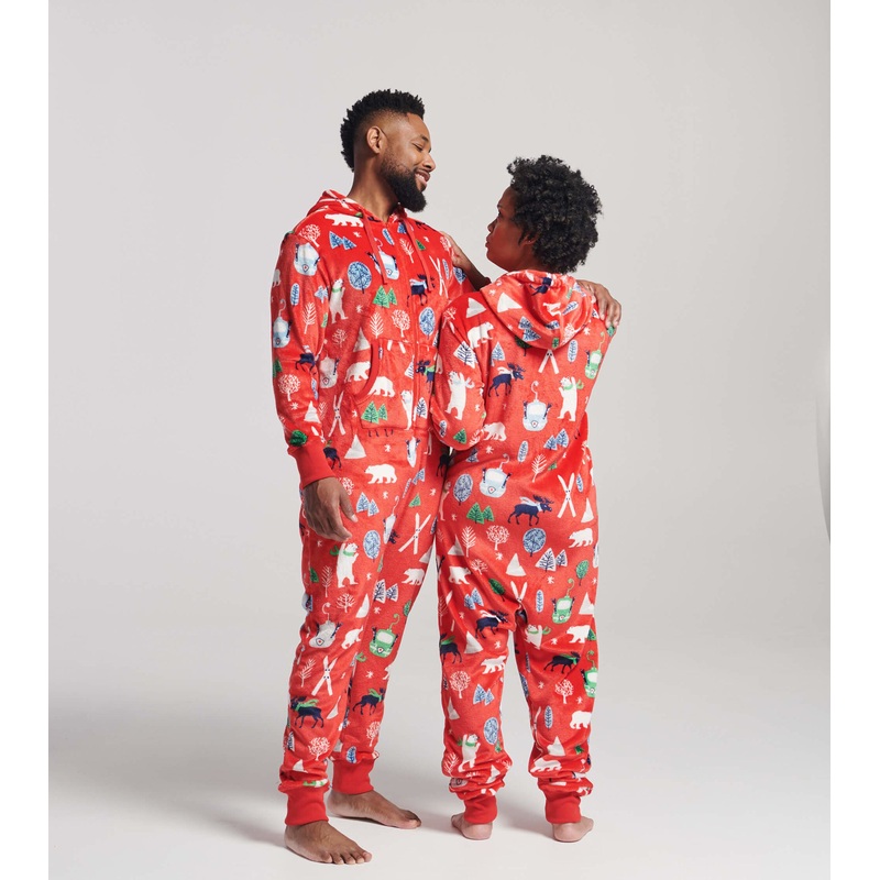Adult Vintage Ski Adult Hooded Fleece Jumpsuit