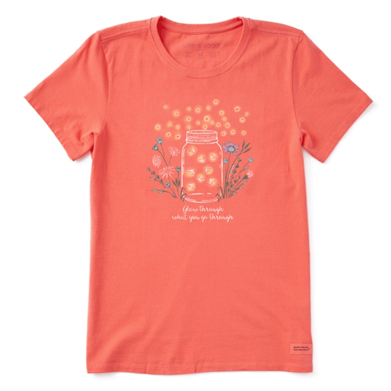 Women’s Fireflies Flowers Jar Short Sleeve Tee
