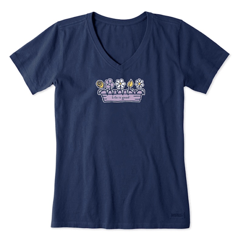 Women’s Flower Box Short Sleeve Vee