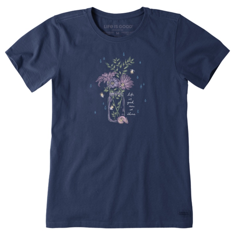 Women’s Rain or Shine Flower Jar Short-Sleeve Crusher-LITE Tee – Darkest Blue