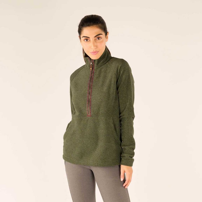 Women’s Rolpa Eco 1/2-zip|Thyme|Light haze|XS|SM|MD|LG|XL|XXL