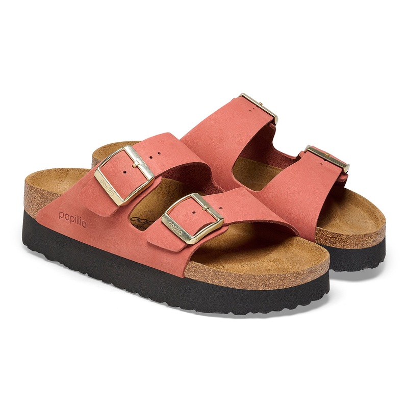 Arizona Platform Nubuck Leather Sandal – Mars Red