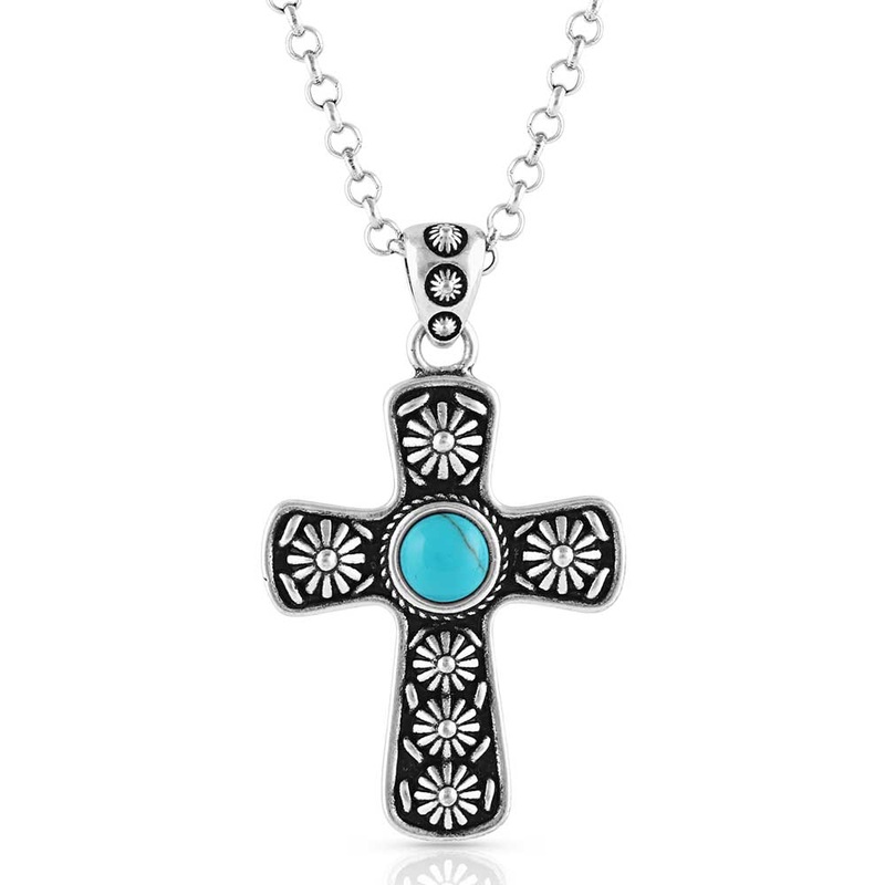 Bold In Faith Turquoise Cross Necklace