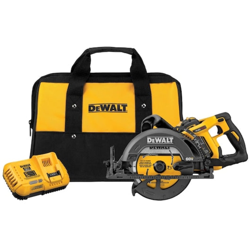 FLEXVOLT 60V MAX 7-1/4 in. Cordless Worm Drive Style Saw 9.0Ah Battery Kit