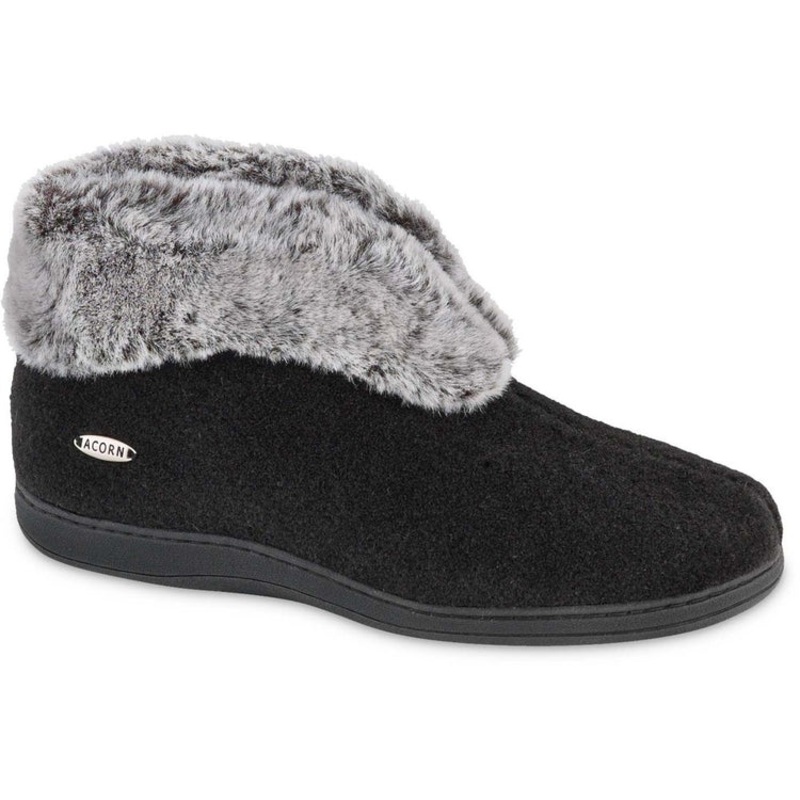 Women’s Faux Fur Chinchilla Bootie Slipper with Indoor/Outdoor Sole