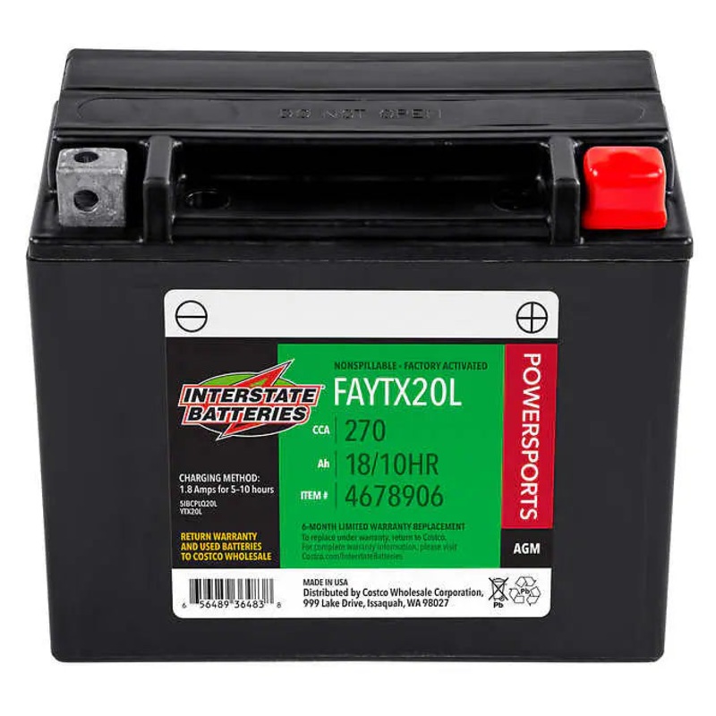 12v 18ah Factory Activated Cycle-tron Plus Agm Powersports Battery – 270 Cca