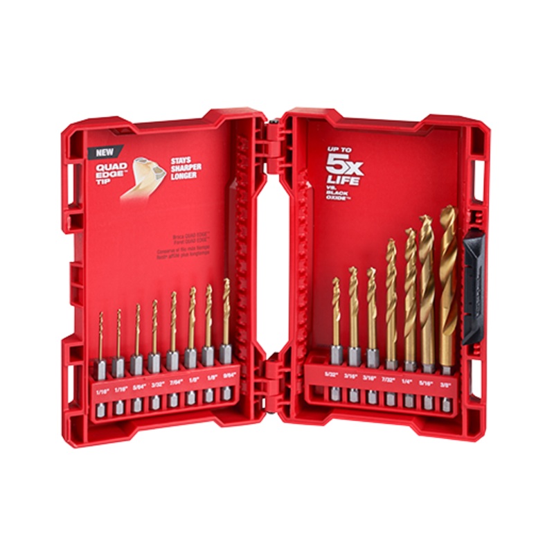 15 PC SHOCKWAVE Red Helix Titanium Drill Bit Set