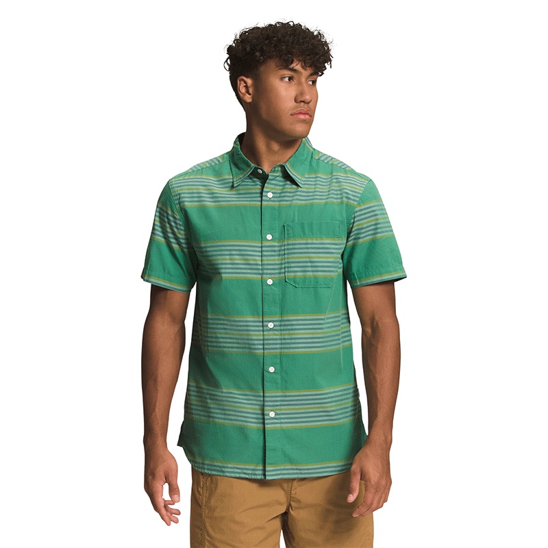 Mens Baytrail Yarn-Dye Shirt|Deep Grass Green Explore Stripe|SM|MD|LG|XL|XXL