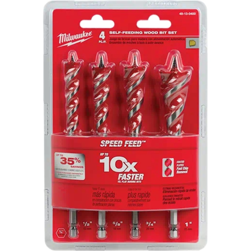 Speed Feed Wood Bit 6-1/2 In. Set – 4 Pc
